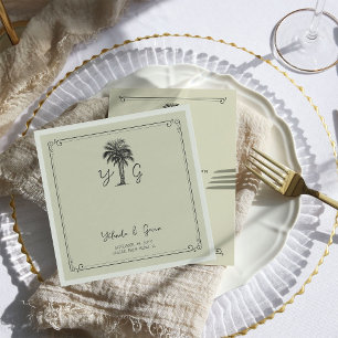Guardanapo De Papel Vintage Palm Tree Monogrammed Deco Casamento