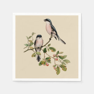 Guardanapo De Papel Vintage Pássaros Bonito em Beige