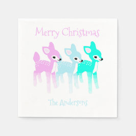 Guardanapo De Papel Vintage Pastel Deer Cute Christmas Personalizado