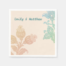 Vintage Pastel Floral Peach Casamento Verde Napkin