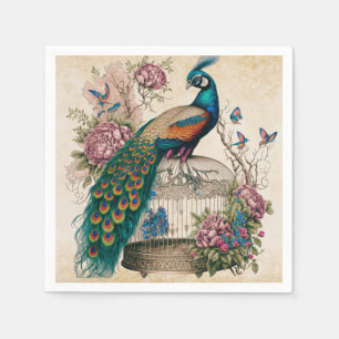 Guardanapo De Papel Vintage Peacock na Bird Cage Victorian