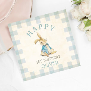 Guardanapo De Papel Vintage Peter The Rabbit Blue Gingham primeiro ani