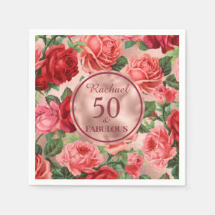 Guardanapo De Papel Vintage Pink Rosa vermelha 50 e Fabuloso Aniversá