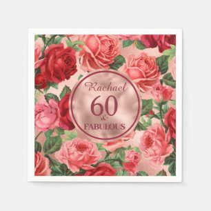 Guardanapo De Papel Vintage Pink Rosa vermelha 60 e Fabuloso Aniversár