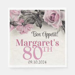Guardanapo De Papel Vintage Pink Roses 80 Birthday