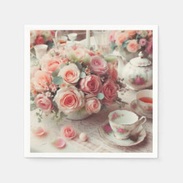 Guardanapo De Papel Vintage Pink Teapot Rosa Floral