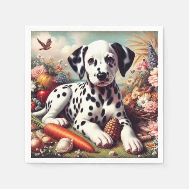 Guardanapo De Papel Vintage - Pintura Dalmática Cute (Frente)