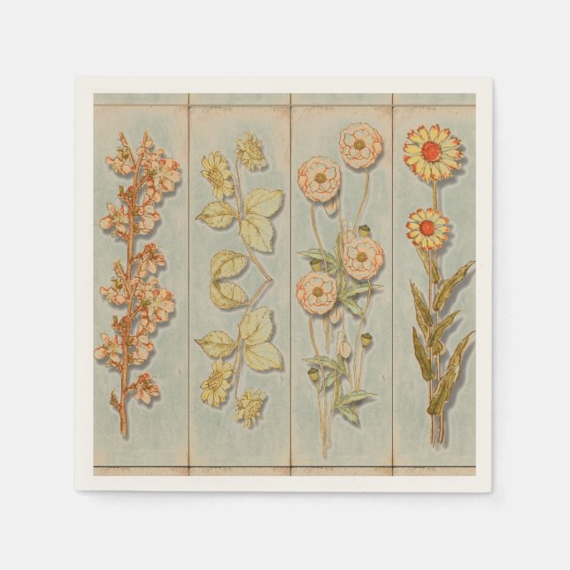 Guardanapo De Papel Vintage Plant Illustrations Rustic (Frente)