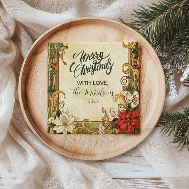 Guardanapo De Papel Vintage Poinsettia Natal (Criador carregado)