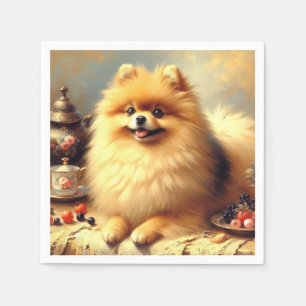 Guardanapo De Papel Vintage Pomeranian - Pintura de cães
