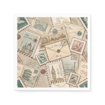 Vintage Postage Stamps Napkins