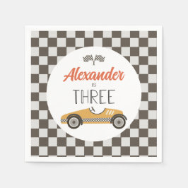 Guardanapo De Papel Vintage Race Car Três Aniversário