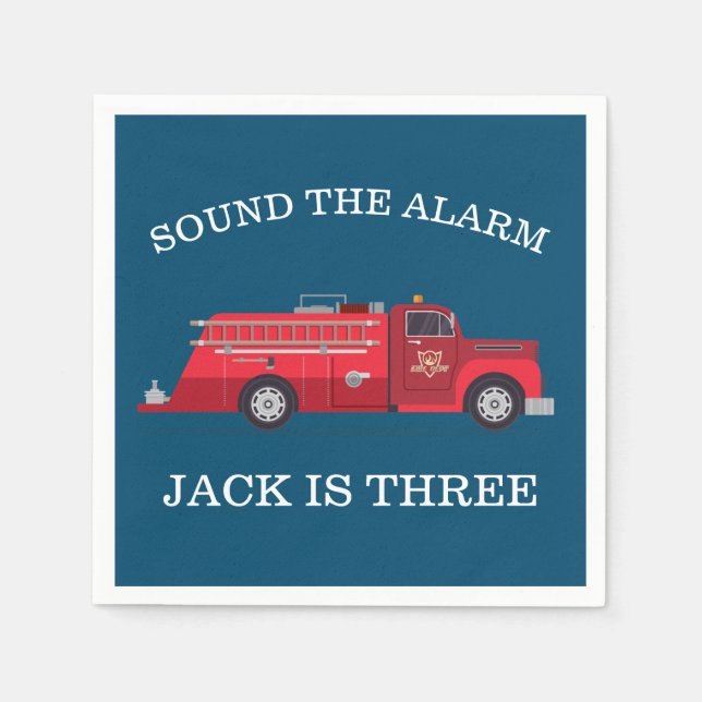 Guardanapo De Papel Vintage Red Fire Truck Party (Frente)