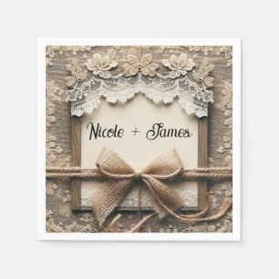 Guardanapo De Papel Vintage Renda Floral Burel Rústico Casamento