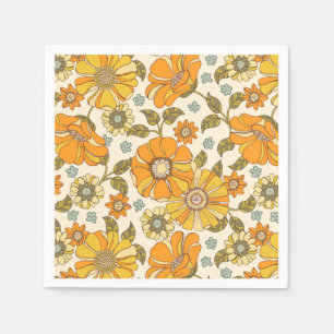 Guardanapo De Papel Vintage Retro Orange Floral Patterno