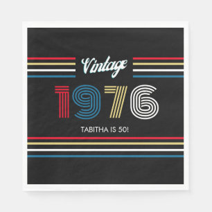 Guardanapo De Papel Vintage Retro Stripe 1976 50º aniversário ou Reuni
