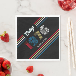 Guardanapo De Papel Vintage Retro Stripe 1976 50º aniversário ou Reuni