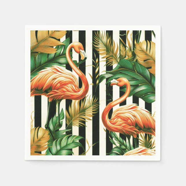 Guardanapo De Papel Vintage Retro Stripes Flamingo (Frente)