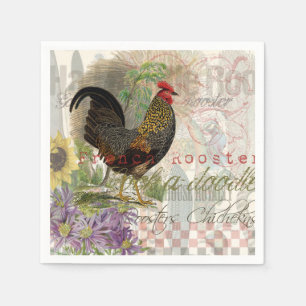 Guardanapo De Papel Vintage Rooster French Collage Pet Fazenda
