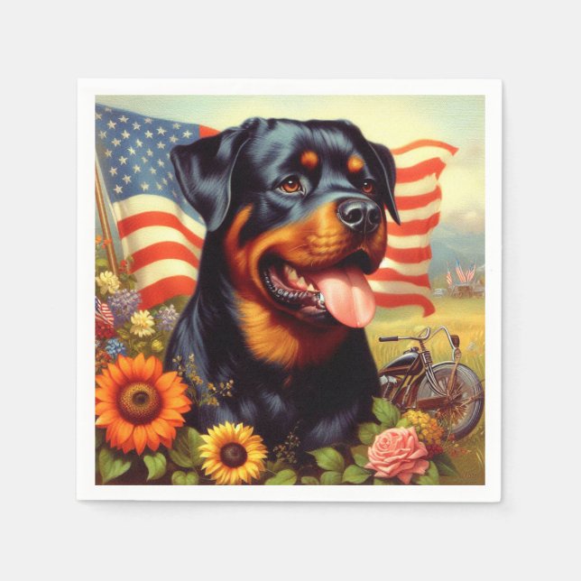 Guardanapo De Papel Vintage Rottweiler (Frente)