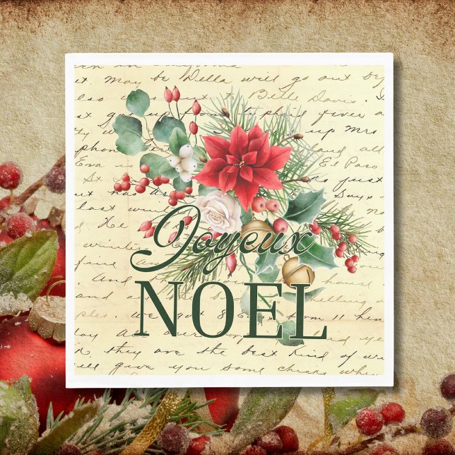 Guardanapo De Papel Vintage Rustic French Joyeux Noel (Criador carregado)