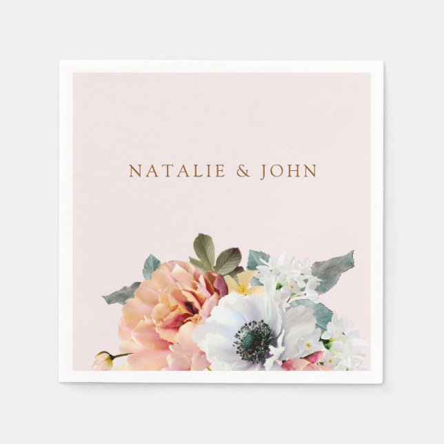 Guardanapo De Papel Vintage Rustic Peach Floral Festa de noivado (Frente)