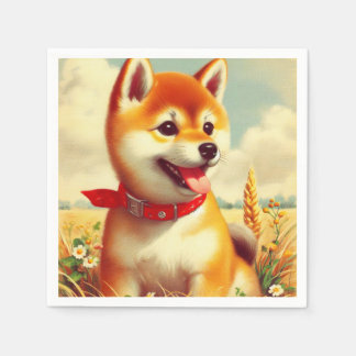 Guardanapo De Papel Vintage Shiba Inu Pintura