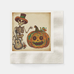 Guardanapo De Papel Vintage Skeleton/Pumpkin Day of the Dead (Dia de P
