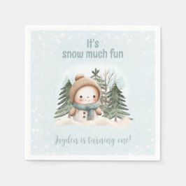 Guardanapo De Papel Vintage Snowman Blue Winter First Birday Napkins