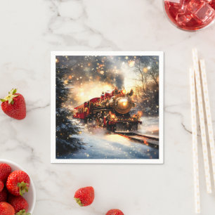 Guardanapo De Papel Vintage Snowy Night Christmas Train Express