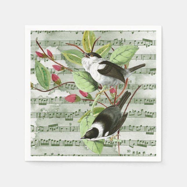 Guardanapo De Papel Vintage Songbird on Sheet Music (Frente)