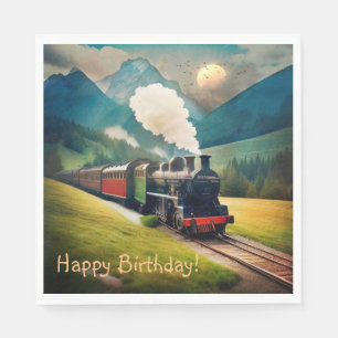 Guardanapo De Papel Vintage Steam Train Birthday