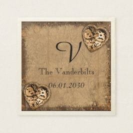 Guardanapo De Papel Vintage Steampunk Bride Monograma Casamento Napkin