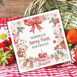 Guardanapo De Papel Vintage Strawberry Berry First Birthday 
