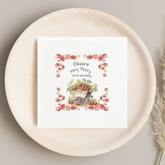 Guardanapo De Papel Vintage Strawberry Berry First Party