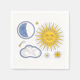Guardanapo De Papel Vintage Sun e Moon