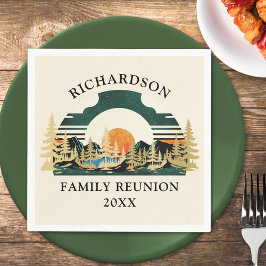Guardanapo De Papel Vintage Sunset Mounains acampando Reunião Familiar
