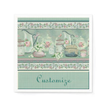 Vintage Teal Tea & Rosa Napkins
