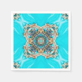 Guardanapo De Papel vintage teal turquoise padrão boêmia