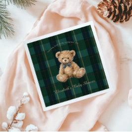Guardanapo De Papel Vintage Teddy Bear Plaid Polo Baby Shower