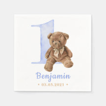 Vintage Teddy Bear primeiro aniversario Napkins