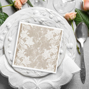 Guardanapo De Papel Vintage tradicional rústico país burlap e renda