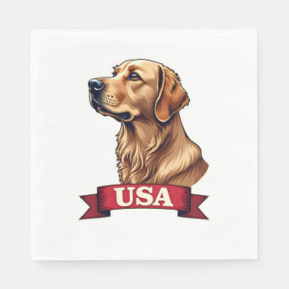 Guardanapo De Papel Vintage USA Golden Retriever Engraving Shirt