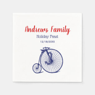 Guardanapo De Papel Vintage Velocipede Penny Farthing Bike Blu