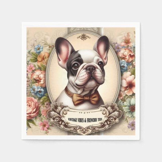 Guardanapo De Papel Vintage Vibes & Frenchie Gravatas (Frente)