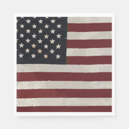 Guardanapo De Papel Vintage Watercolor American Flag 4 de julho