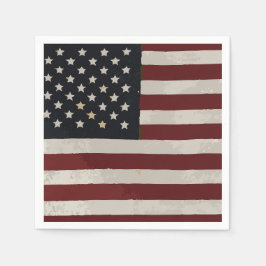 Guardanapo De Papel Vintage Watercolor American Flag 4 de julho