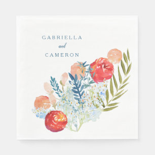 Guardanapo De Papel Vintage Watercolor Florals Boho Garden Wedding 