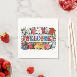 Guardanapo De Papel Vintage WELCOME Flowers Partido do Aquecimento Fam