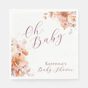 Guardanapo De Papel Vintage White Floral Fall Oh Chá de fraldas